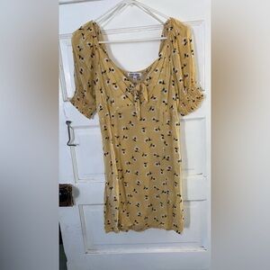 Yellow flower print spring dress